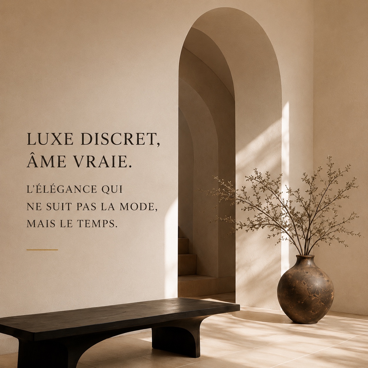 Architecture épurée — luxe discret, âme vraie